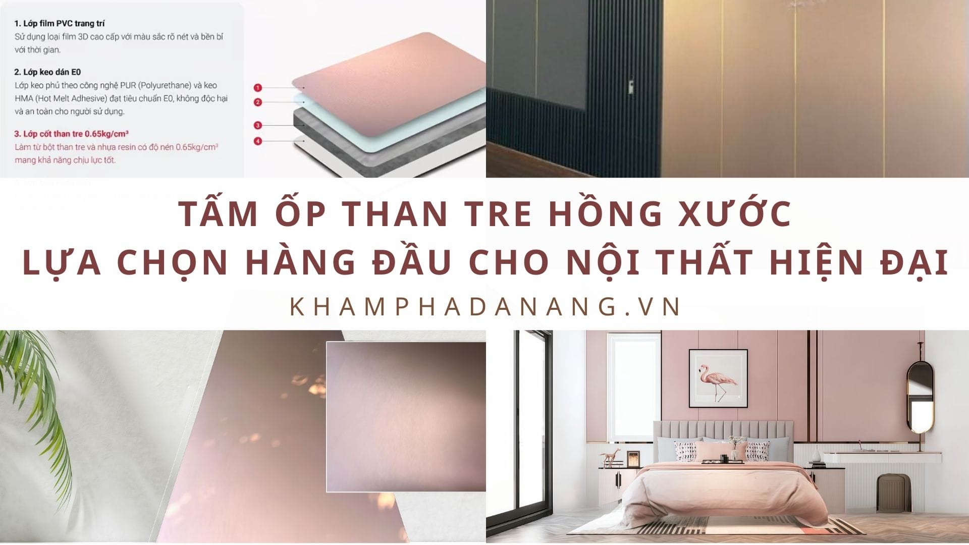 Tấm ốp than tre hồng xước